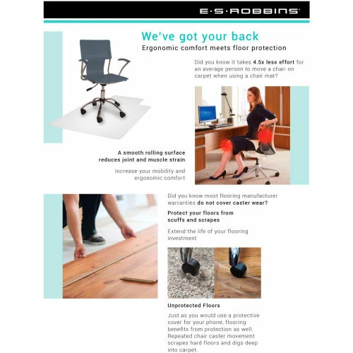 ES Robbins® Trendsetter Chair Mat for Hard Floors - 36" x 48" - Pewter - Image 6