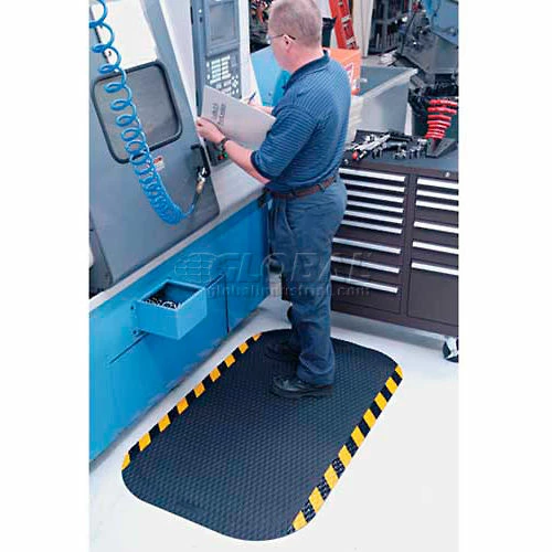 M+A Matting Hog Heaven Anti Fatigue Mat 7/8" Thick 4' x Up to 60' Black/Yellow Chevron Border