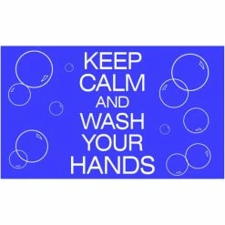 NoTrax® Keep Calm and Wash Your Hands Safety Message Mat 3/8" Thick 4' x 6' Blue