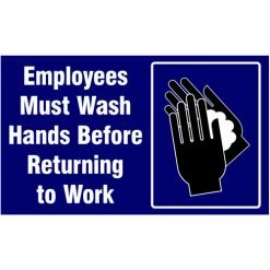 NoTrax® Employees Must Wash Hands Safety Message Mat 3/8" Thick 3' x 5' Blue