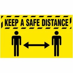 NoTrax® Keep a Safe Distance Safety Message Mat 3/8" Thick 4' x 6' Yellow