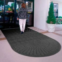M+A Matting Waterhog Grand Classic Mat One Oval / One Straight 4'W X 14'5"L Charcoal