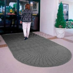 M+A Matting Waterhog Grand Classic Mat One Oval / One Straight 6'W X 7'L Gray