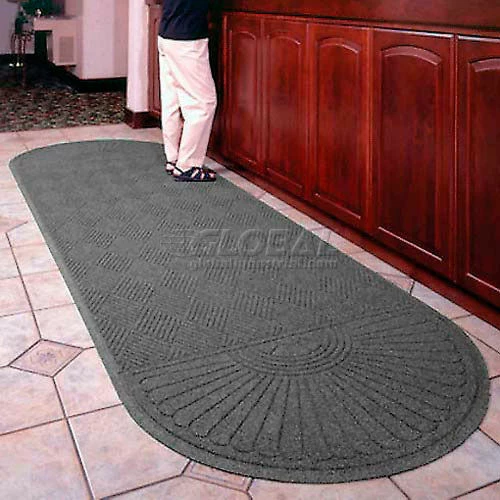 M+A Matting Waterhog Grand Classic Mat Two Oval 3'W X 7'1"L Gray