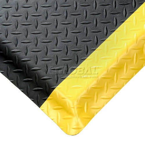 Apache Mills Diamond Deluxe Soft Foot Mat 9/16" Thick 3' x Up to 75' Black/Yellow Border - Image 2
