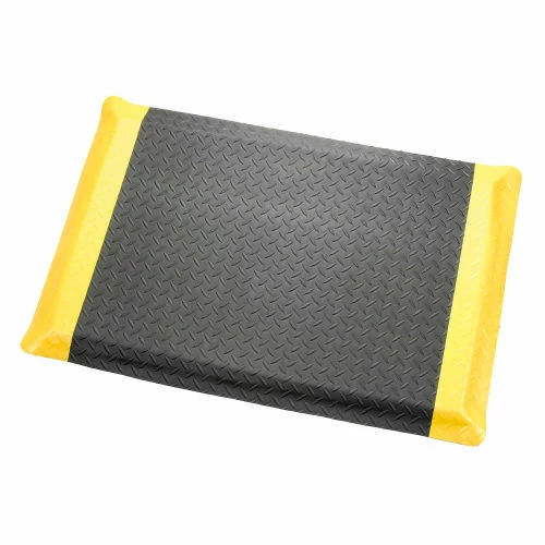 Apache Mills Diamond Deluxe Soft Foot Mat 9/16" Thick 3' x Up to 75' Black/Yellow Border