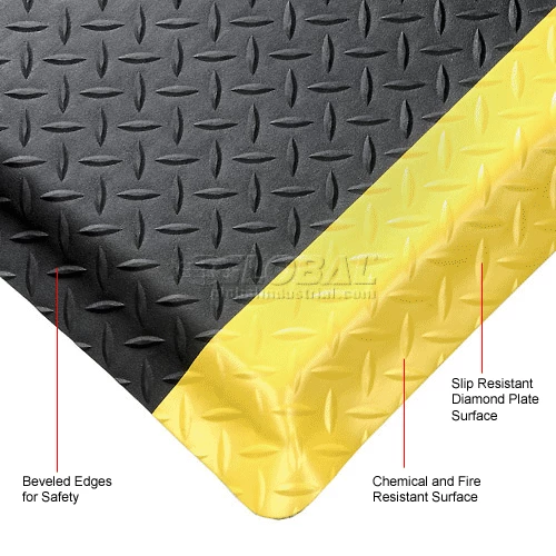 Apache Mills Diamond Deluxe Soft Foot Mat 9/16" Thick 3' x Up to 75' Black/Yellow Border - Image 6