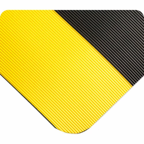 Wearwell® Corrugated SpongeCote 7/8" Thick 2' x 3' Black/Yellow Border