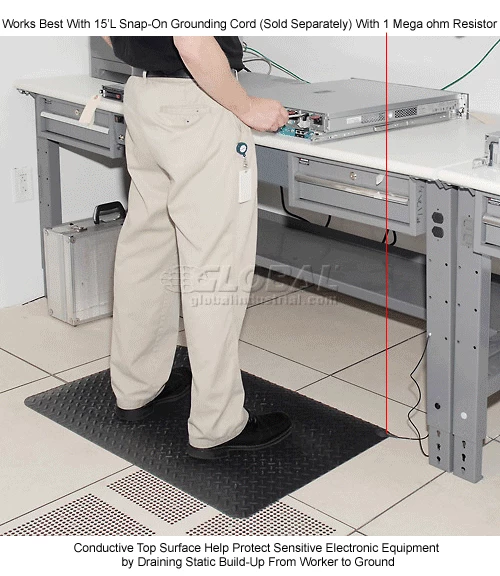 Wearwell® Electrically Conductive Diamond-Plate Mat 9/16" Thick 2' x 3' Black - Image 14