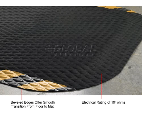 M+A Matting Hog Heaven Anti Fatigue Mat 7/8" Thick 3' x 12' Black/Yellow Chevron Border - Image 8