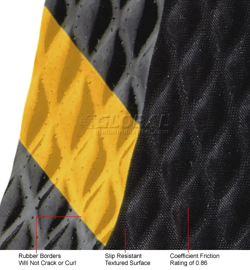 M+A Matting Hog Heaven Anti Fatigue Mat 7/8" Thick 2' x Up to 60' Black/Yellow Chevron Border - Image 9