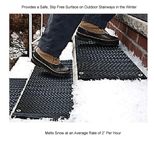 HeatTrak® Outdoor Snow & Ice Melting Heated Stair Mat 1/2" Thick 1' x 5' 120 Volt Black - Image 6
