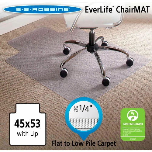 ES Robbins® Bulk Pack Chair Mat for Carpet - 45"W x 53"L w/ Lip - Straight Edge - No Packaging - Image 5