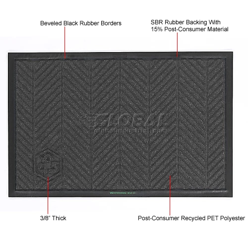 M+A Matting WaterHog® Eco Elite Classic Border Entrance Mat 3/8" Thick 3' x Up To 60' Black - Image 5