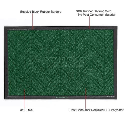 M+A Matting WaterHog® Eco Elite Classic Border Entrance Mat 3/8" Thick 6' x Up To 60' Green - Image 5