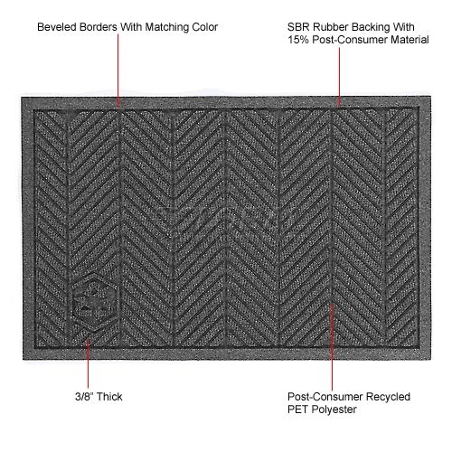 M+A Matting WaterHog® Eco Elite Fashion Border Entrance Mat 3/8" Thick 6' x 8.5' Black - Image 5