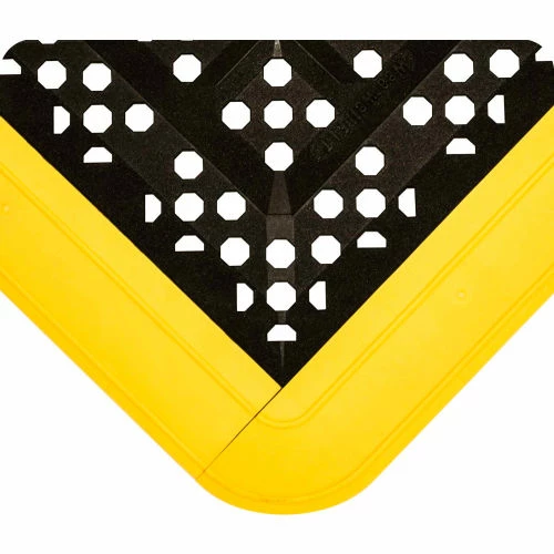 Wearwell® F.I.T. Kit Open Grid 5/8" Thick 2.25' x 2.5' Black w/Yellow Edging