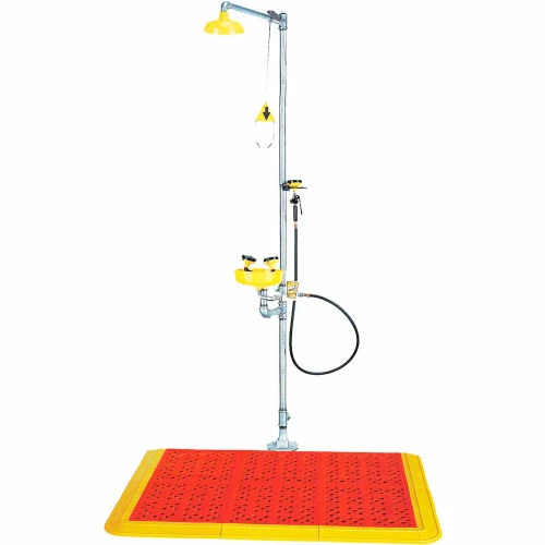 Wearwell® F.I.T. Emergency Shower Mat Kit 5/8" Thick 2.25' x 3.5' Red/Yellow Edging - Image 2