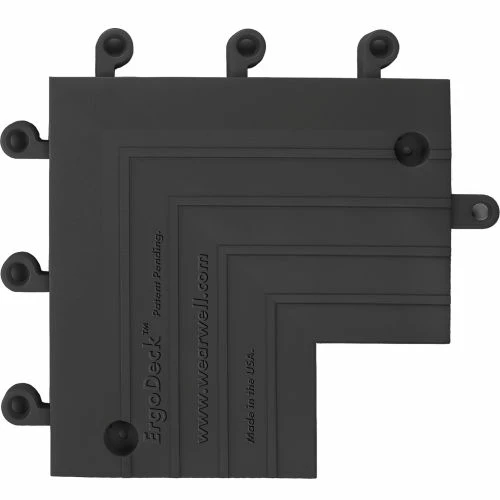 Wearwell® ErgoDeck® Heavy Duty Inside Corner 7/8" Thick 9" x 9" Black