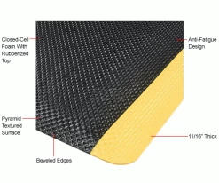 Apache Mills Supreme Sliptech™ Mat 11/16" Thick 3'x 10' Black/Yellow Border