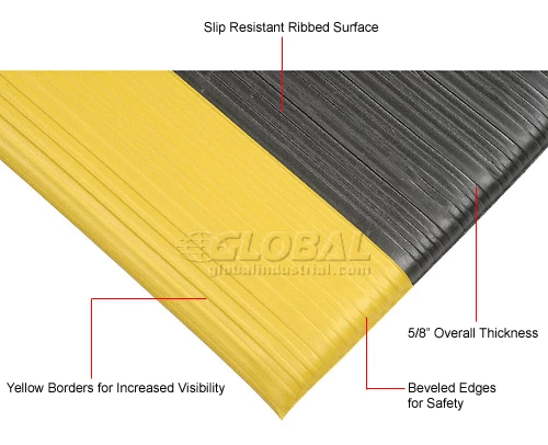 NoTrax® Achilles Surface Mat 5/8" Thick 4' x 30' Black/Yellow Border - Image 9