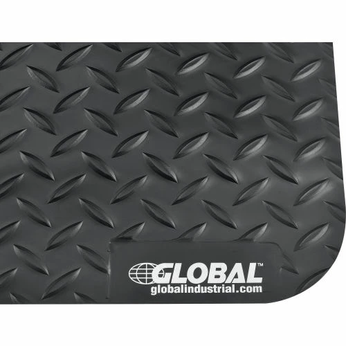 Global Industrial Diamond Plate Ergonomic Mat 15/16" Thick 2' x 6' Black - Image 4