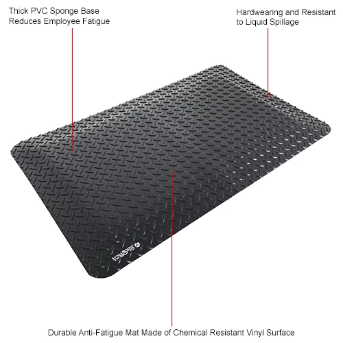 Global Industrial Diamond-Plate Anti Fatigue Mat, 9/16" Thick, 4'W x 6'L, Black - Image 5