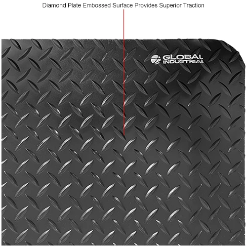 Global Industrial Diamond-Plate Anti Fatigue Mat, 9/16" Thick, 4'W x 6'L, Black - Image 6