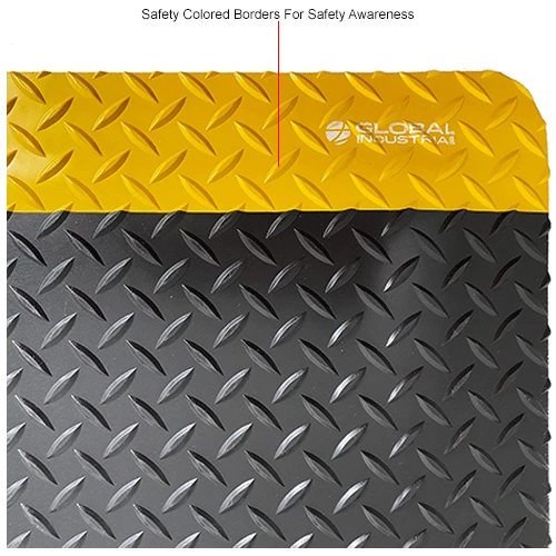 Global Industrial™ Diamond-Plate Anti Fatigue Mat 15/16" Thick 3' x Cut to 75' Black/Yellow - Image 6