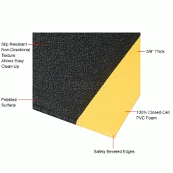 NoTrax® Sof-Tred Surface Mat 5/8" Thick 2' x 30' Black/Yellow Border