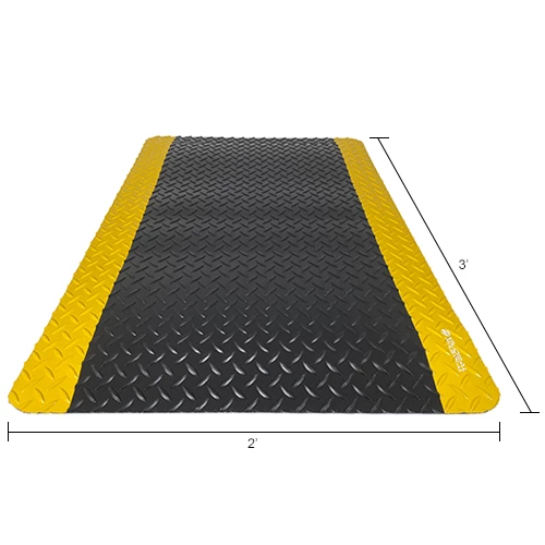 Global Industrial Diamond-Plate Anti Fatigue Mat, 9/16" Thick, 2'W x 3'L, Black/Yellow - Image 8