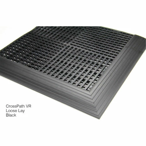 SpaceLinks Cross Path Indoor/Outdoor Intersectional Scraping Action Mat, 5'L x 3'W , Black - Image 2