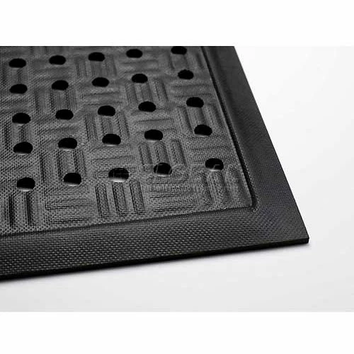 M+A Matting Cushion Station Anti Fatigue Mat w/Holes 7/16" Thick 4' x 12' Black