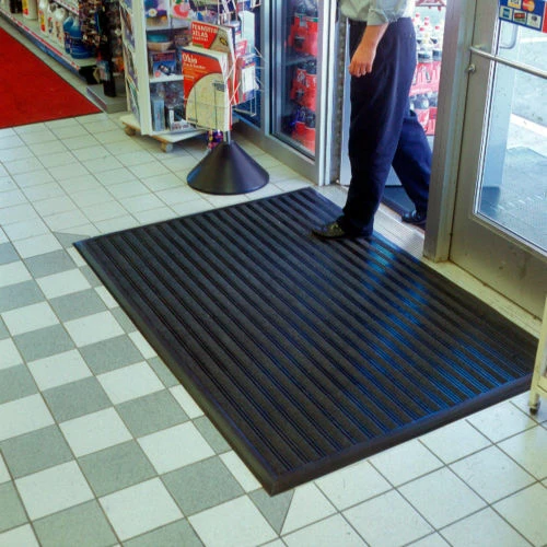 SpaceLinks Design Links 2 Indoor Mat with Replaceable Backed Carpet Strips, 4'L x 3'W, Black