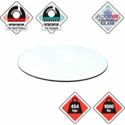 Floortex Glaciermat® Heavy Duty Glass Chair Mat for Hard Floors & Carpets - 48" Diameter