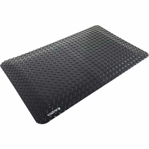 Global Industrial Diamond-Plate Anti Fatigue Mat, 9/16" Thick, 3'W x 5'L, Black