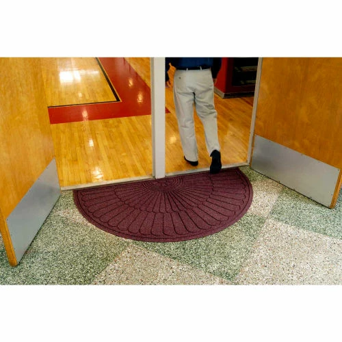 M+A Matting Waterhog Grand Classic Mat Half Oval 6'W X 3'4"L Charcoal - Image 2