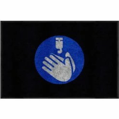 M+A Matting Hand Sanitizer - Carpeted Message Mat 3/8" Thick 2' x 3' Black