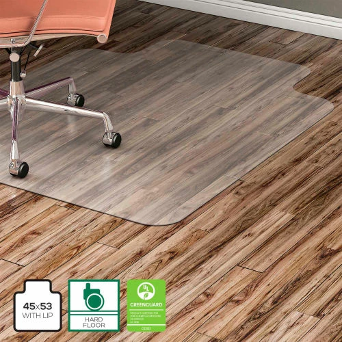 Lorell Office Chair Mat for Hard Floor - 45"W x 53"L with 25" x 12" Lip - Straight Edge - Clear - Image 3