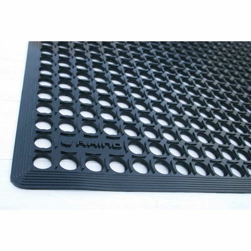 Rhino Mats K-Series Comfort Tract Anti Fatigue Drain Mat 1/2" Thick 3' x 15' Black