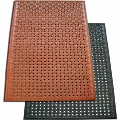 Rubber-Cal "Kitchen Mat" Anti-Slip Grease Proof Chef Mats w/Beveled Edge, 3/8"x36"x60", Red, 2/Pack