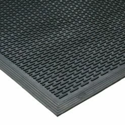 Rubber-Cal "DuraScraper Linear" Commercial Rubber Entrance Door Mat - 3/8 in x 36 in x 60 in - Black