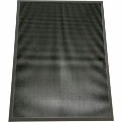 Rubber-Cal "Door Scraper" Commercial Entrance Mat - 5/8 in x 24 in x 32 in - Black Non-Slip Borders