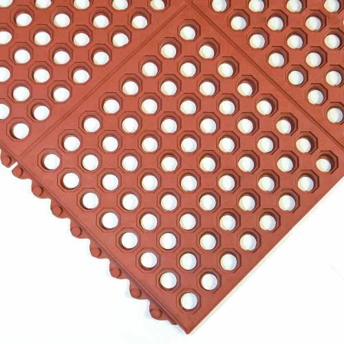 Rubber-Cal "Dura-Chef Interlock" Kitchen Comfort Mats, 5/8" x 3ft x 3ft, Red Rubber Mat, 4 Pack - Image 3