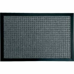 Rubber-Cal "Nottingham" Rubber Backed Carpet Mat - 16 x 24 inches - Charcoal Polypropylene Mat