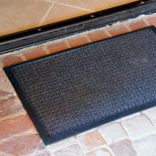 Rubber-Cal "Nottingham" Rubber Backed Carpet Mat - 16 x 24 inches - Gray Polypropylene Mat - Image 6