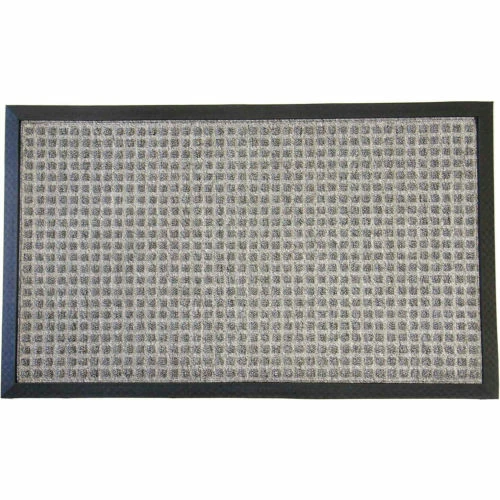 Rubber-Cal "Nottingham" Rubber Backed Carpet Mat - 16 x 24 inches - Gray Polypropylene Mat