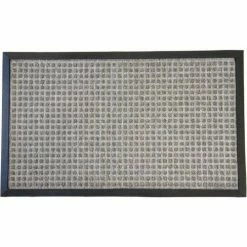 Rubber-Cal "Nottingham" Rubber Backed Carpet Mat - 18 x 30 inches - Gray Polypropylene Mat