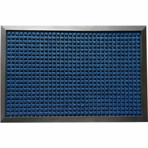 Rubber-Cal "Nottingham" Rubber Backed Carpet Mat - 2 x 3 feet - Blue Polypropylene Mat - Image 2