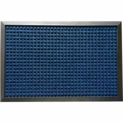 Rubber-Cal "Nottingham" Rubber Backed Carpet Mat - 3 x 5 feet - Blue Polypropylene Mat